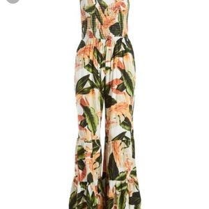ISO Bailey Blue Ivory Palm jumpsuit